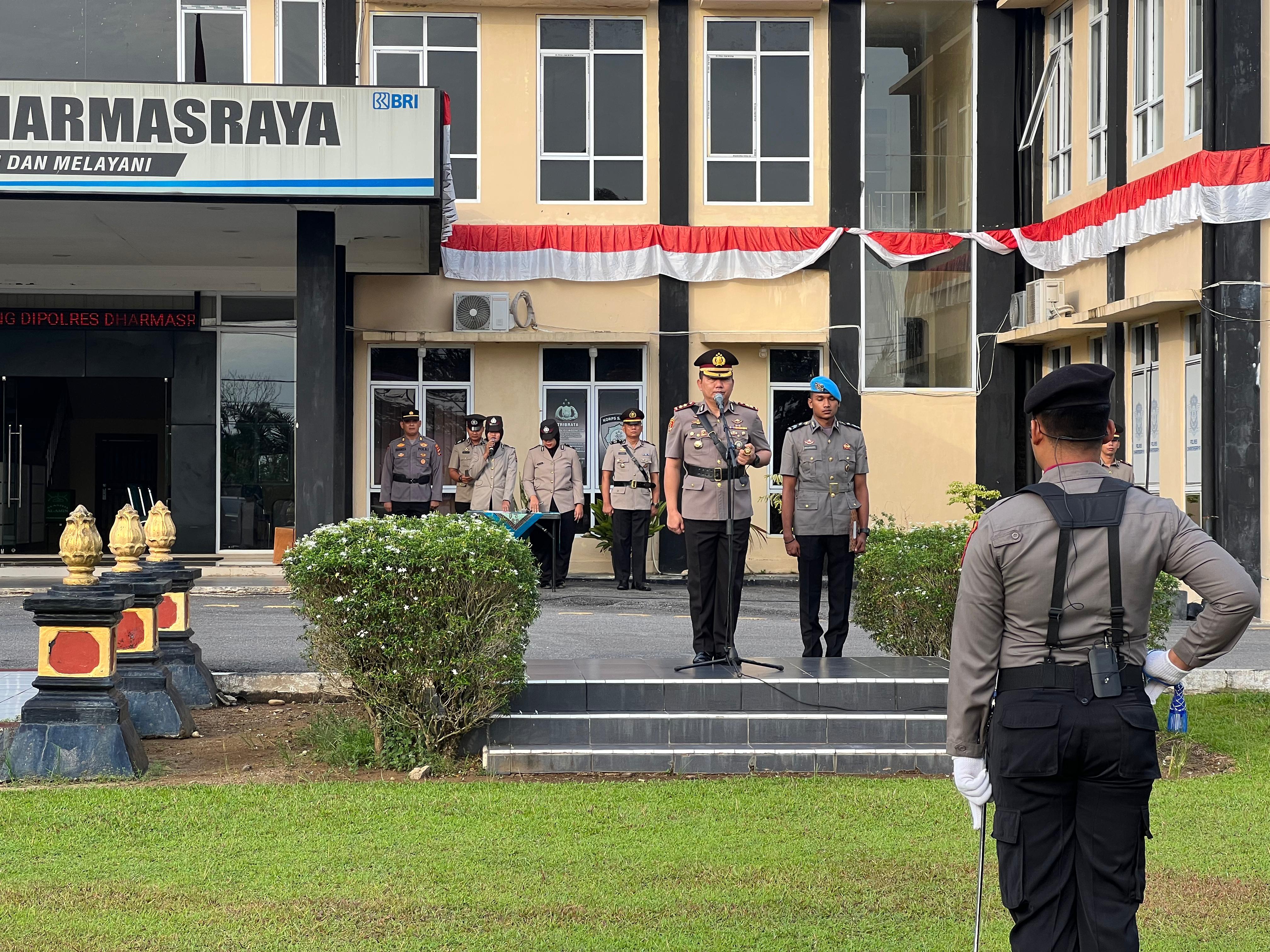 Kapolres Dharmasraya Pimpin Upacara Hari Juang Polri, Bacakan Teks Proklamasi Polisi