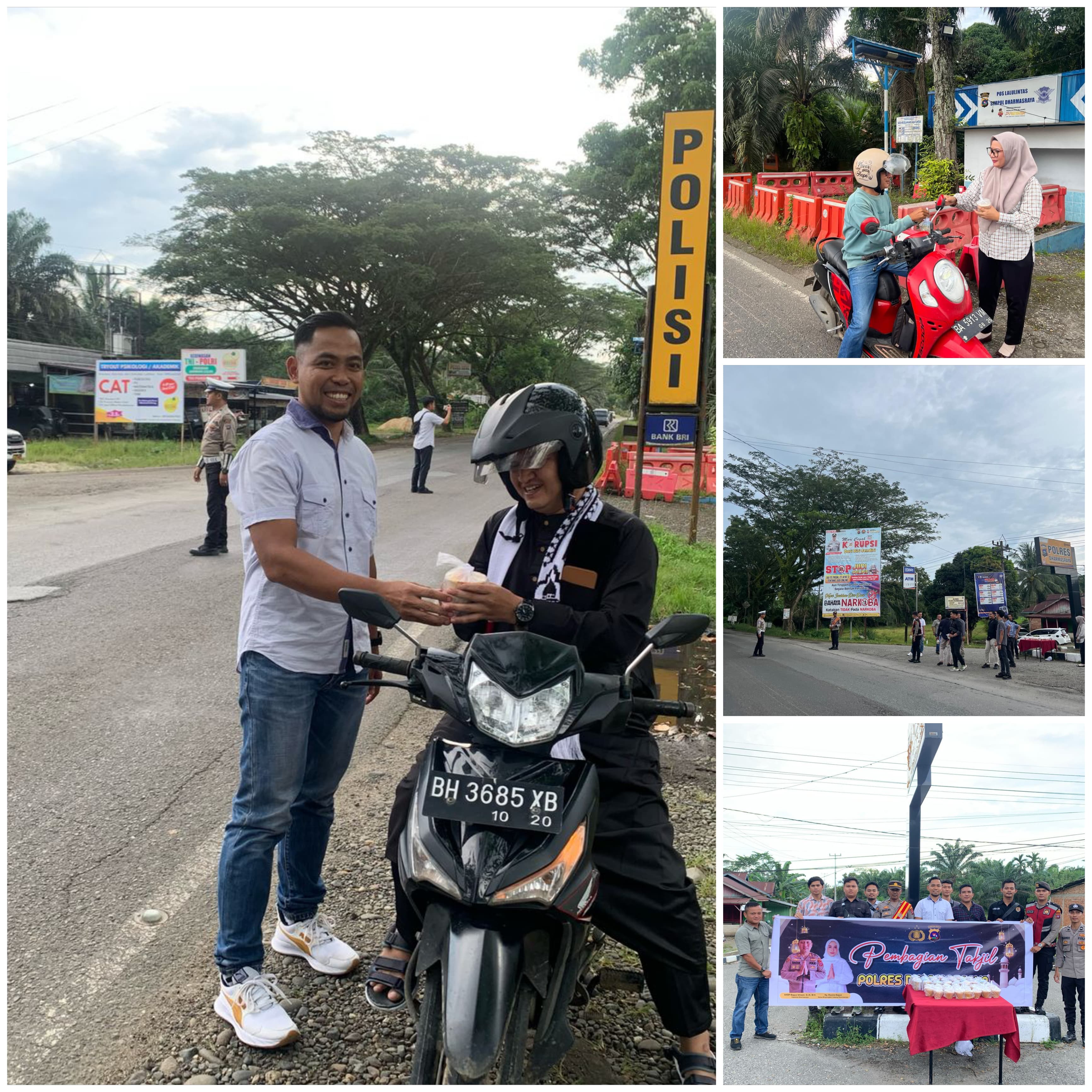 Sat Intelkam Polres Dharmasraya Bagikan Takjil Gratis untuk Pengguna Jalan Lintas Sumatera